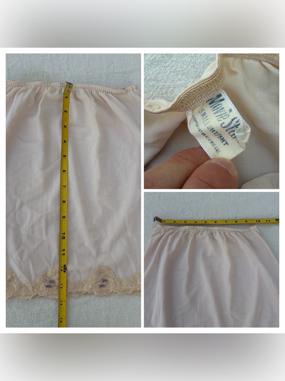 Vintage 60s Movie Star Mini Lace Slip Skirt, Coquette Cottagecore Boho Fairy - Picture 3 of 6